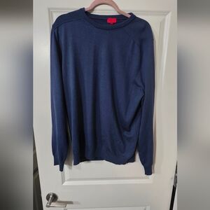 Isaia Napoli NWOT Crew Neck Pullover Sweater Size 3XL in Solid Blue Wool Blend
